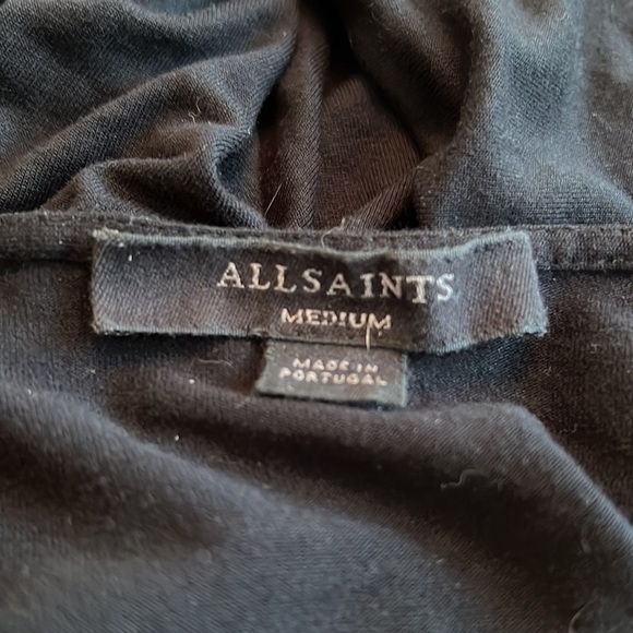 ALLSAINTS | Black Deep V-Neck Wrap Front Jersey Top - Picture 5 of 6